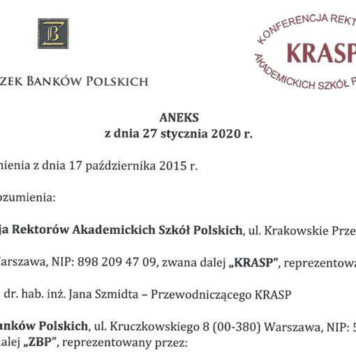 Sektorowa Rada ds. Kompetencji Sektora Finansowego partnerem w porozumieniu z Konferencją Rektorów Akademickich Szkół Polskich (KRASP)